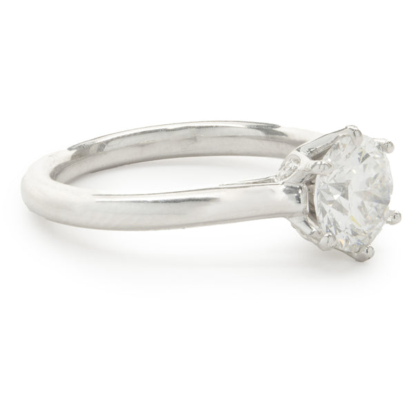 14 Karat White Gold Round Brilliant Cut Diamond Engagement Ring