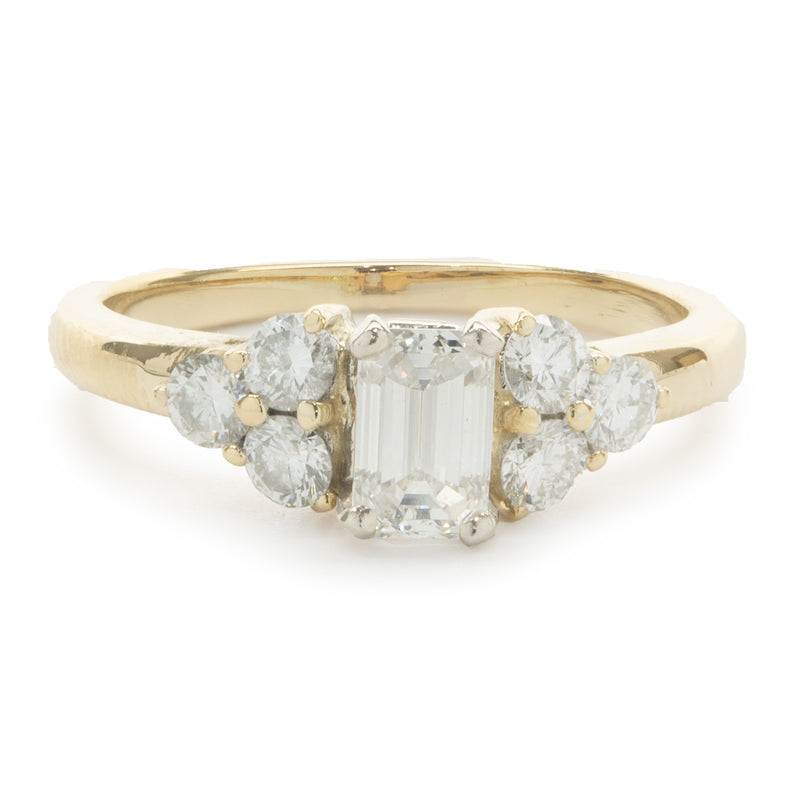 14 Karat Yellow Gold Emerald Cut Diamond Engagement Ring