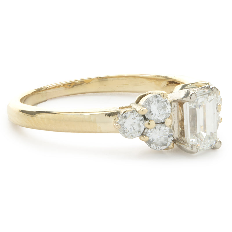 14 Karat Yellow Gold Emerald Cut Diamond Engagement Ring