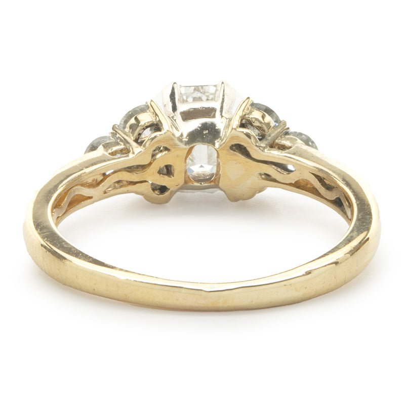 14 Karat Yellow Gold Emerald Cut Diamond Engagement Ring