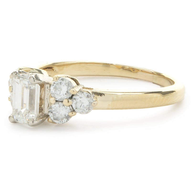 14 Karat Yellow Gold Emerald Cut Diamond Engagement Ring