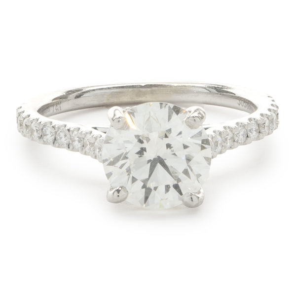 14 Karat White Gold Round Brilliant Cut Diamond Engagement Ring