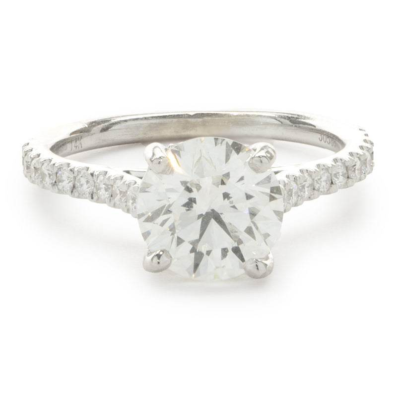 14 Karat White Gold Round Brilliant Cut Diamond Engagement Ring