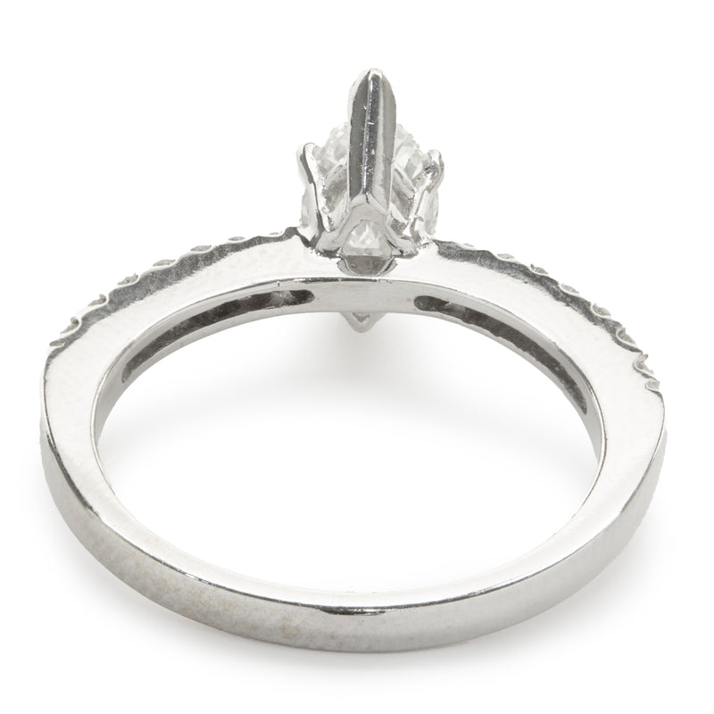 18 Karat White Gold Marquise Cut Diamond Engagement Ring