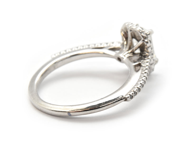 14k White Gold And GIA 1.07ct Emerald-Cut Diamond Ring With Accents