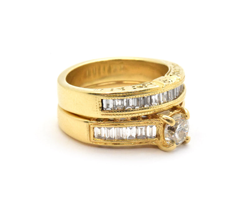 18k Yellow Gold Round and Baguette 2.30cttw Diamond Wedding Set