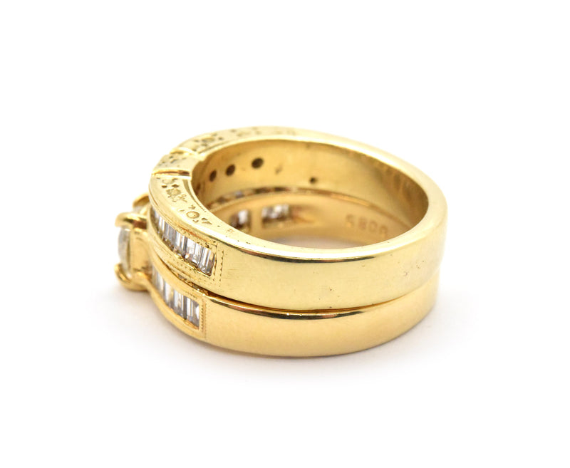 18k Yellow Gold Round and Baguette 2.30cttw Diamond Wedding Set