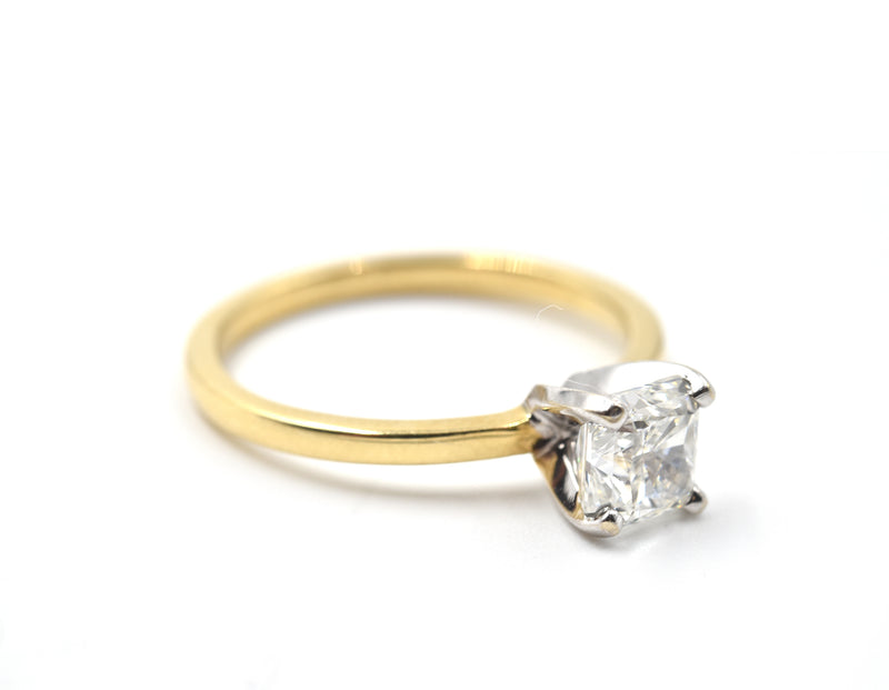 GIA Certified Radiant Cut 1.02 Carat Diamond 18k Yellow Gold Solitaire Engagement Ring