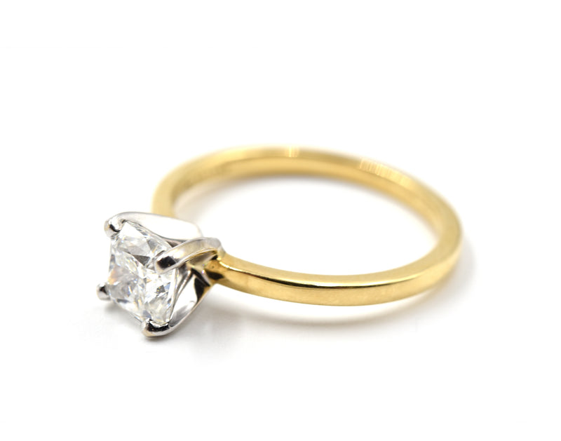 GIA Certified Radiant Cut 1.02 Carat Diamond 18k Yellow Gold Solitaire Engagement Ring