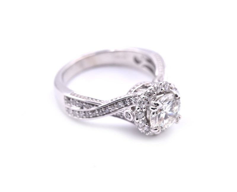 Round Brilliant Cut 1.14 Carat Diamond 14k White Gold Engagement Ring