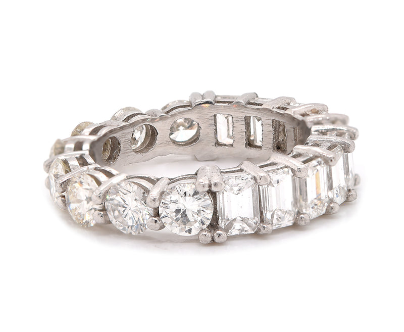 Platinum Round and Baguette Diamond Eternity Band