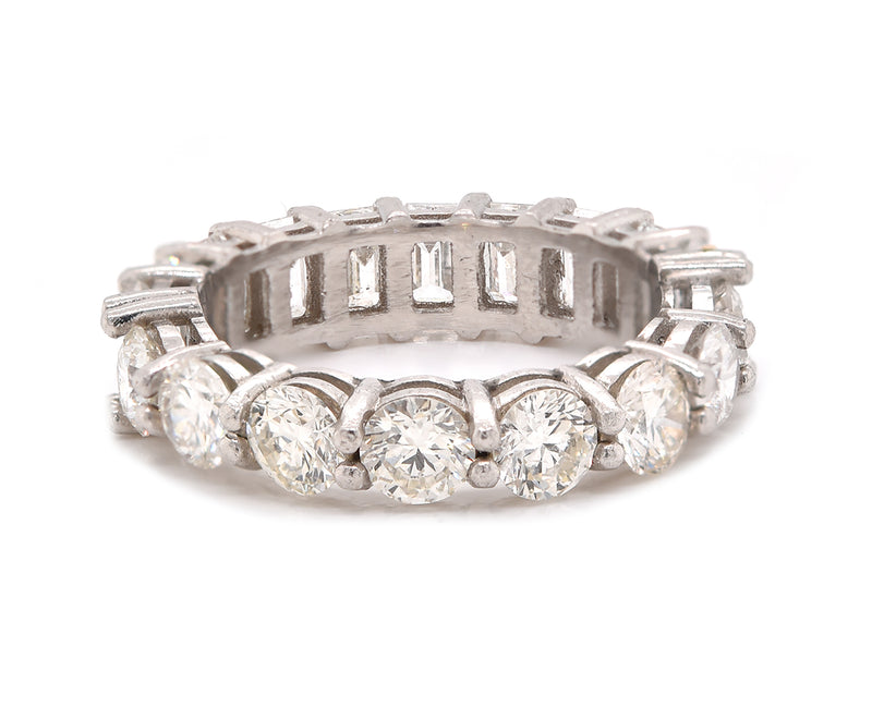 Platinum Round and Baguette Diamond Eternity Band