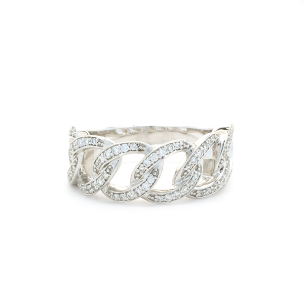 14 Karat White Gold Diamond Circle Link Band