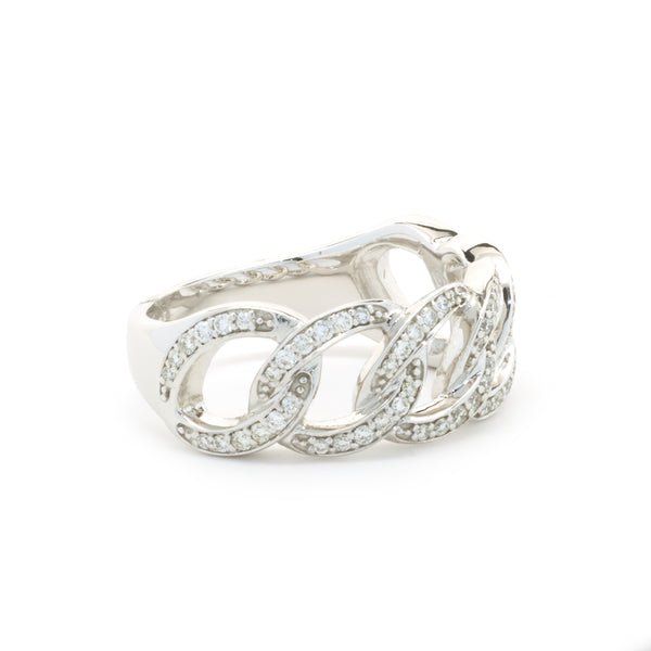 14 Karat White Gold Diamond Circle Link Band