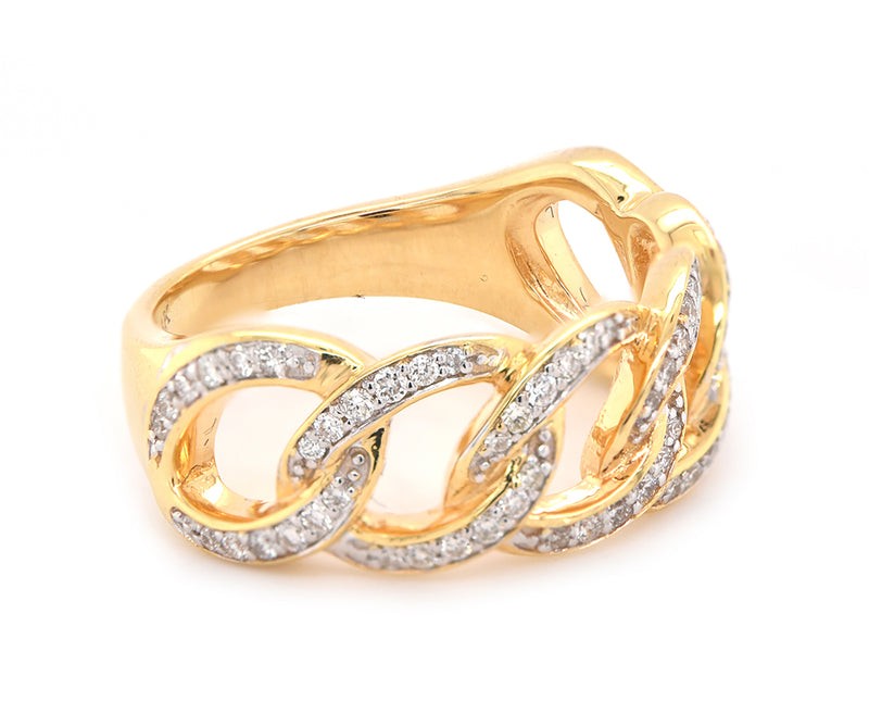 14 Karat Yellow Gold Diamond Circle Link Band