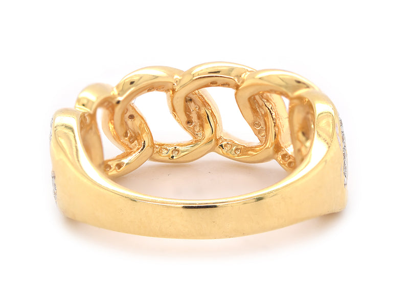 14 Karat Yellow Gold Diamond Circle Link Band