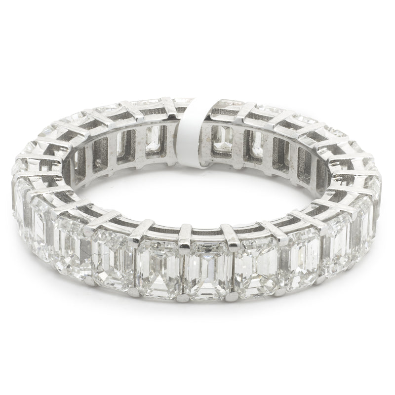 18 Karat White Gold Emerald Cut Diamond Eternity Band