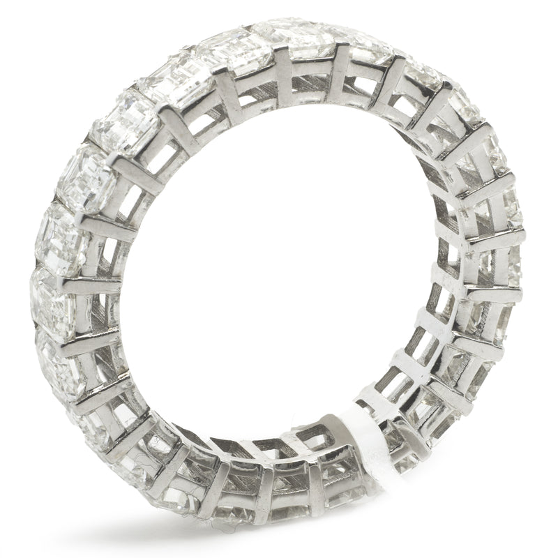18 Karat White Gold Emerald Cut Diamond Eternity Band