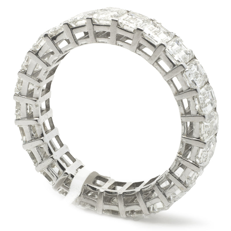 18 Karat White Gold Emerald Cut Diamond Eternity Band