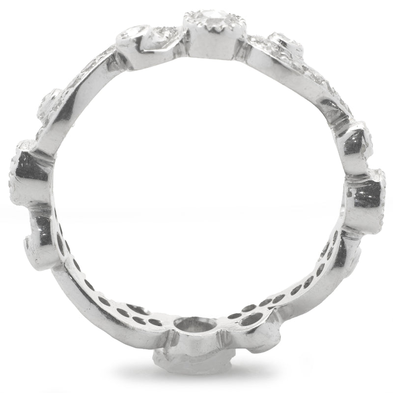 18 Karat White Gold Diamond Filigree Eternity Band