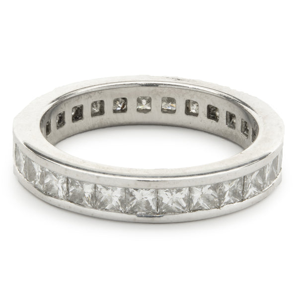 Platinum Channel Set Princess Cut Diamond Eternity Band