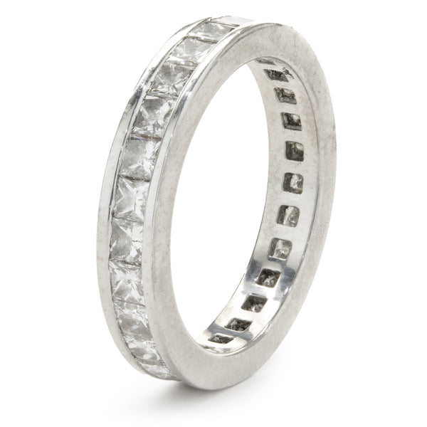 Platinum Channel Set Princess Cut Diamond Eternity Band