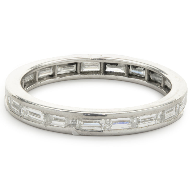 Platinum East West Channel Set Baguette Diamond Band