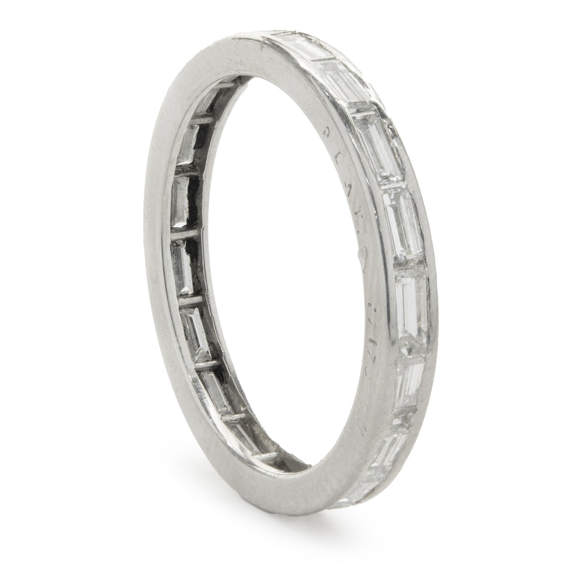 Platinum East West Channel Set Baguette Diamond Band