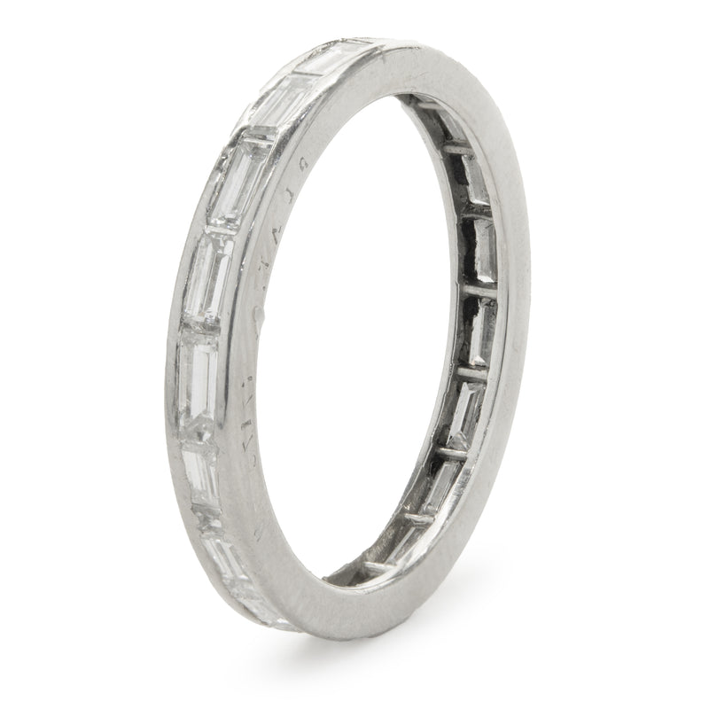 Platinum East West Channel Set Baguette Diamond Band