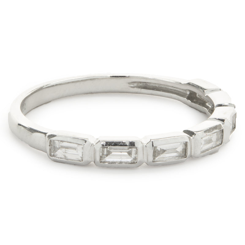 14 Karat White Gold East-West Diamond Baguette Band