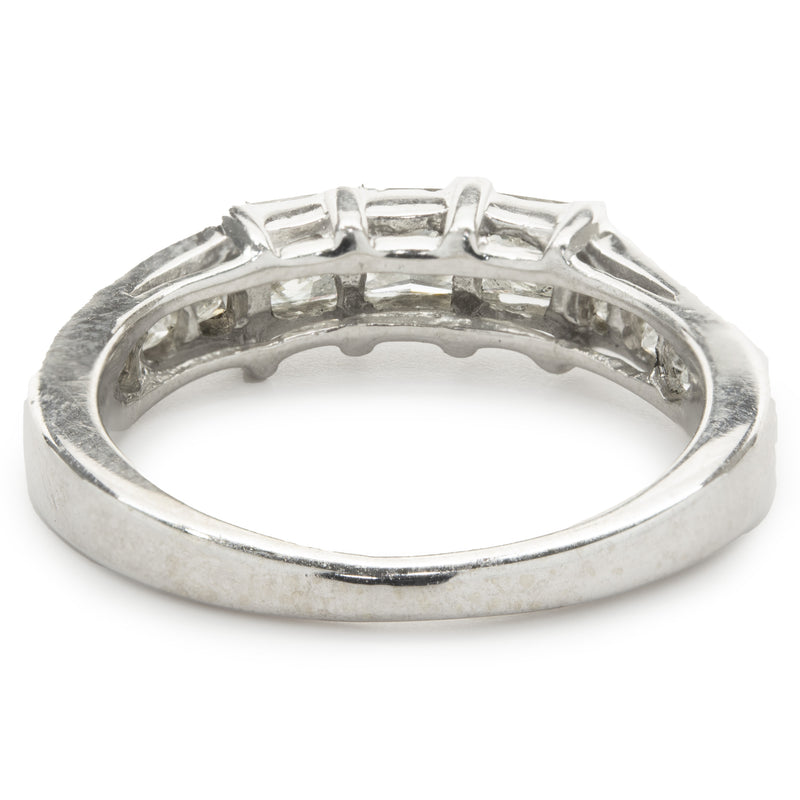 14 Karat White Gold Three Princess Cut Diamond Ring