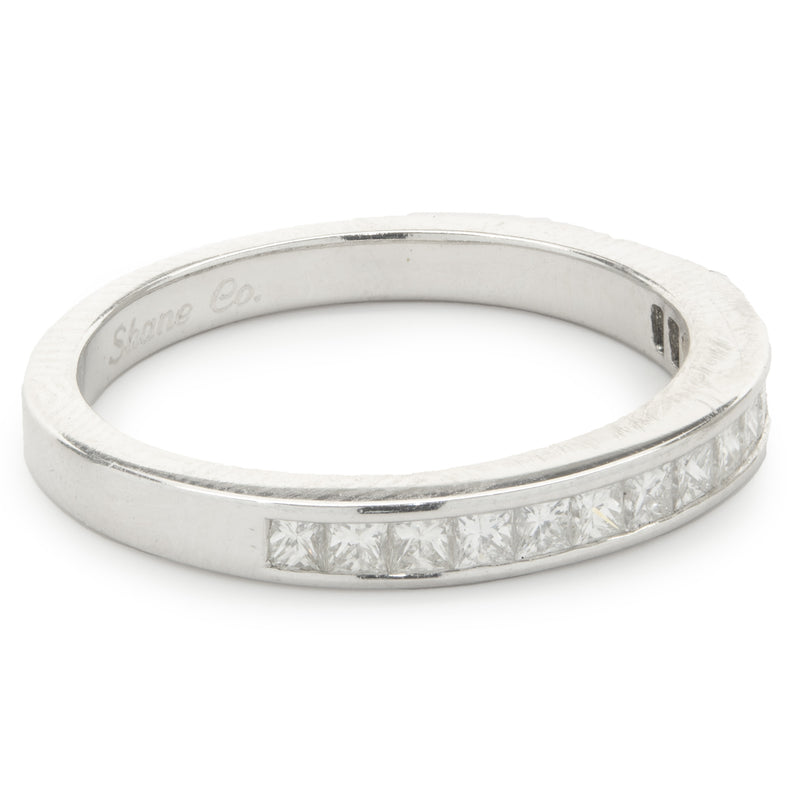 14 Karat White Gold Channel Set Princess Cut Diamond Band