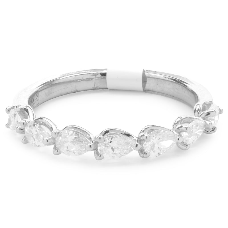 14 Karat White Gold East West Pear Cut Diamond Band