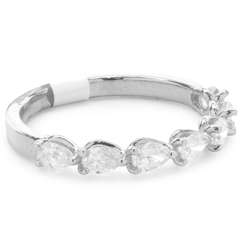14 Karat White Gold East West Pear Cut Diamond Band