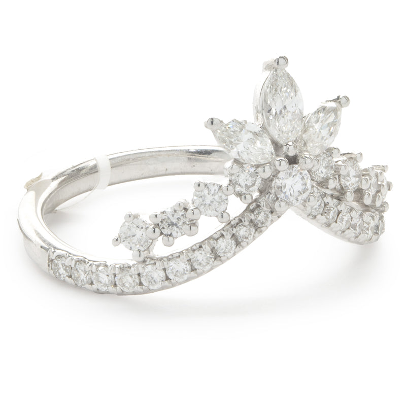14 Karat White Gold Diamond Crown Band