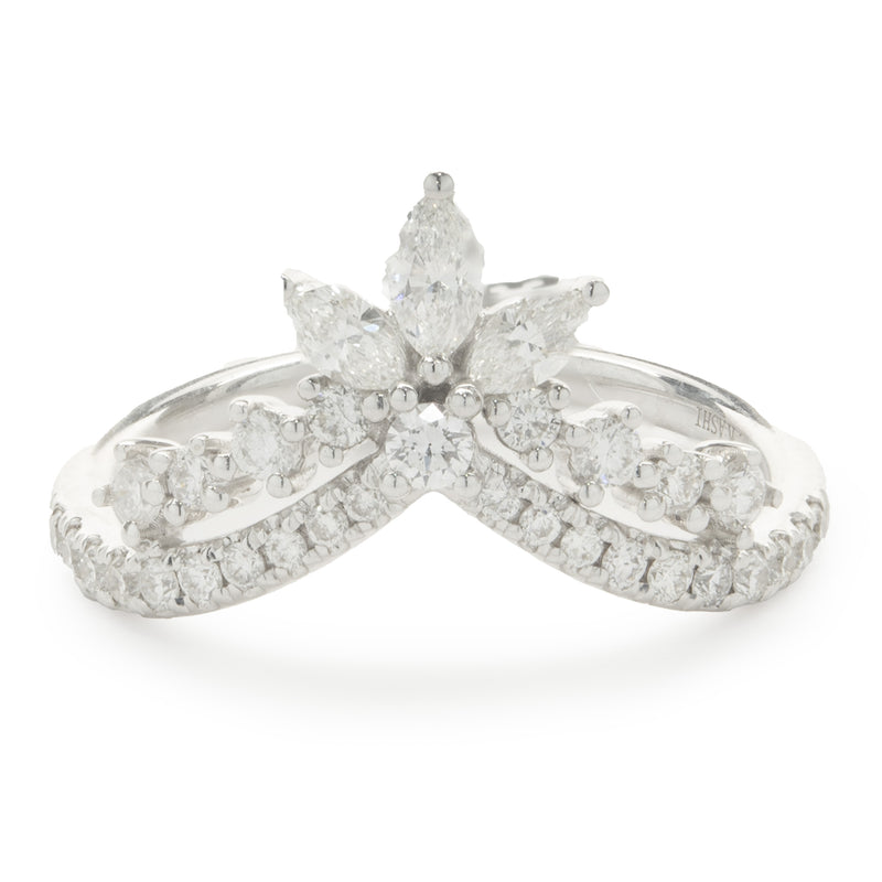 14 Karat White Gold Diamond Crown Band
