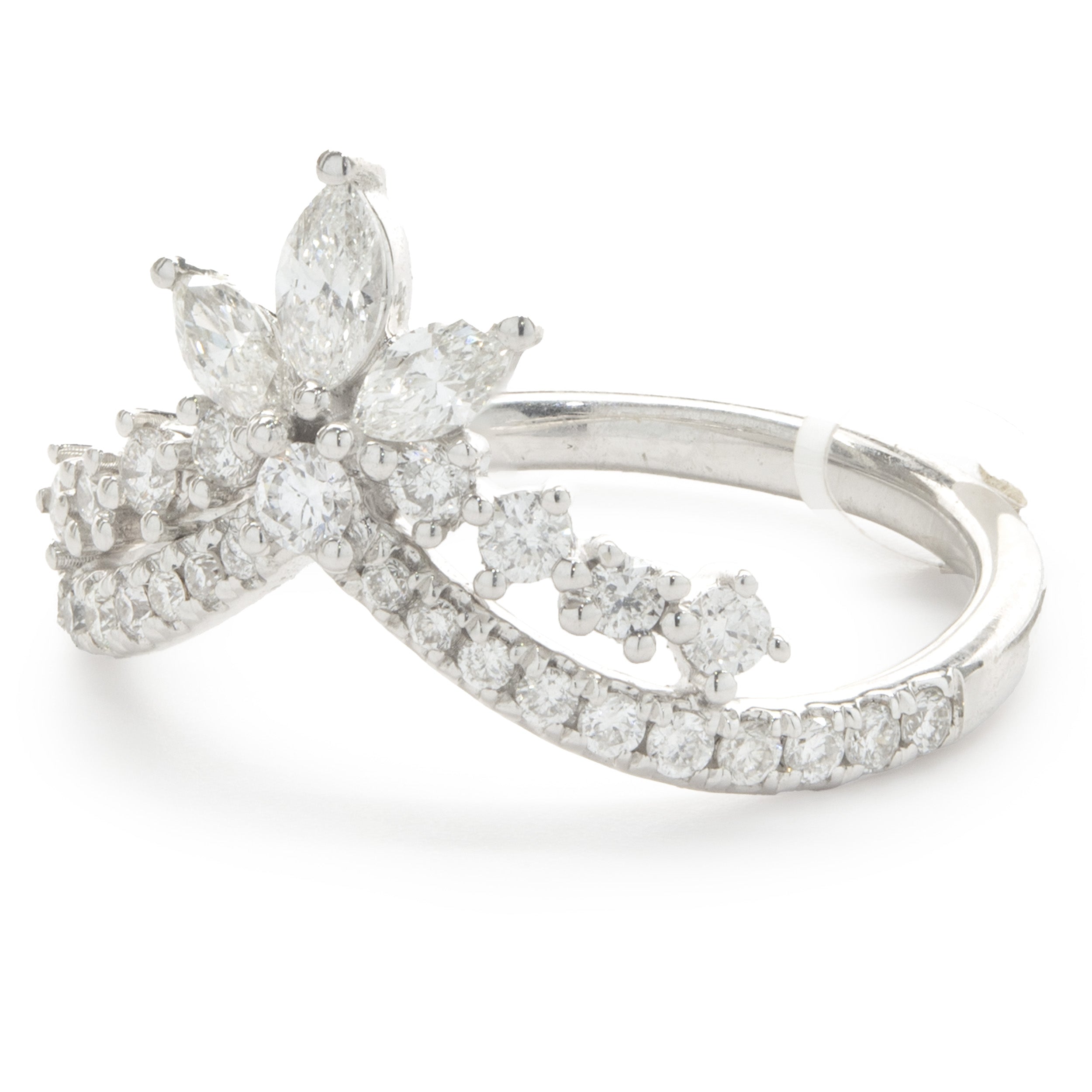 14 Karat White Gold Diamond Crown Band – The Estate Watch And Jewelry ...