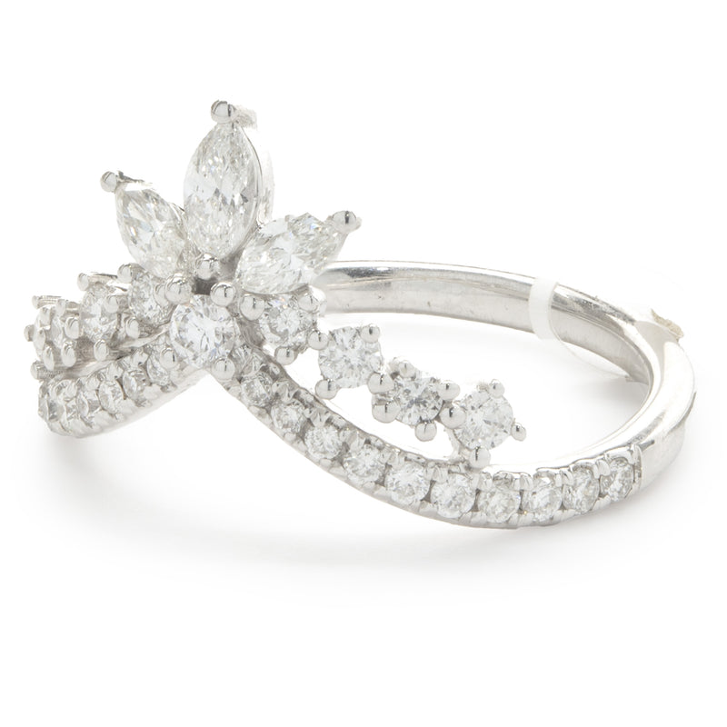 14 Karat White Gold Diamond Crown Band