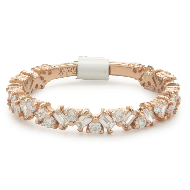 14 Karat Rose Gold Multi Shape Diamond Staggered Band