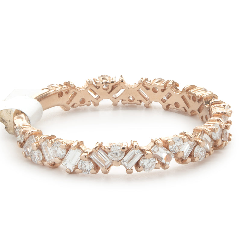 14 Karat Rose Gold Multi Shape Diamond Staggered Band