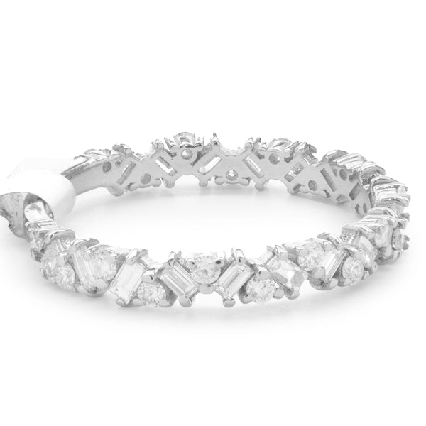 14 Karat White Gold Multi Shape Diamond Staggered Band