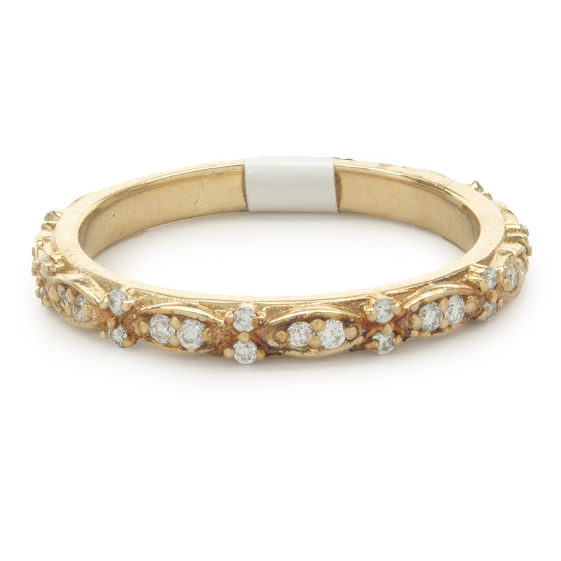 14 Karat Yellow Gold Filigree Diamond Band