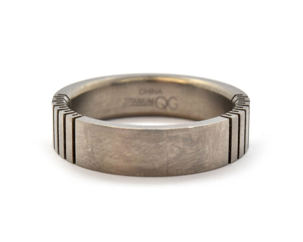 Mens Titanium Flat Grooved Brushed Band Ring 6mm Size 11