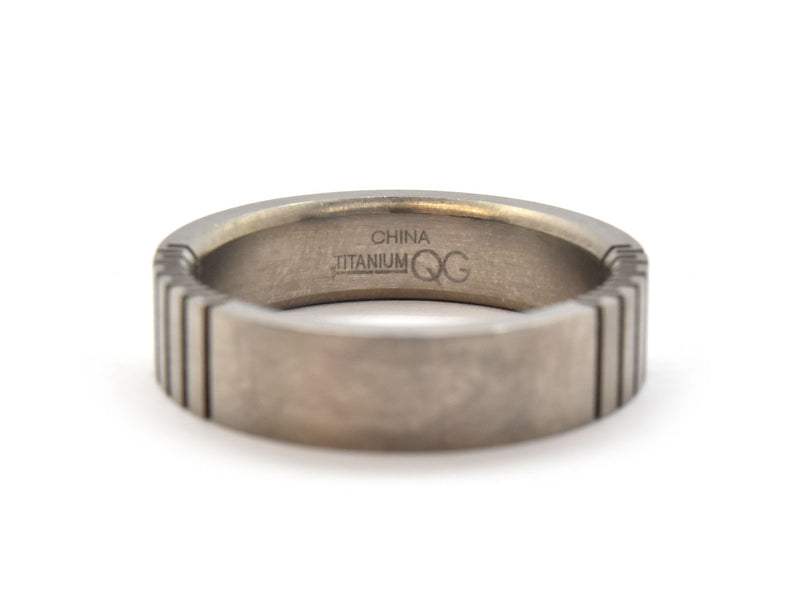 Mens Titanium Flat Grooved Brushed Band Ring 6mm Size 11