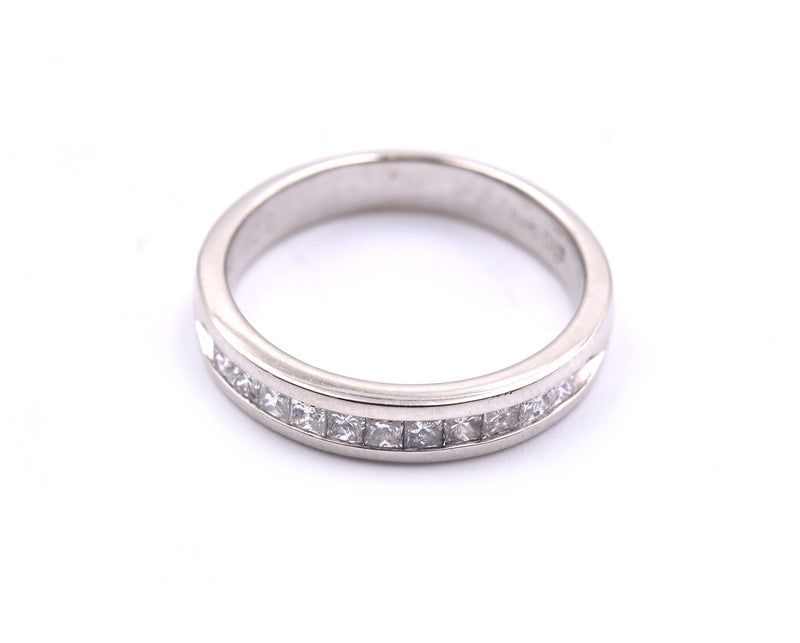 14k White Gold Channel Set Princess Cut Diamond Band