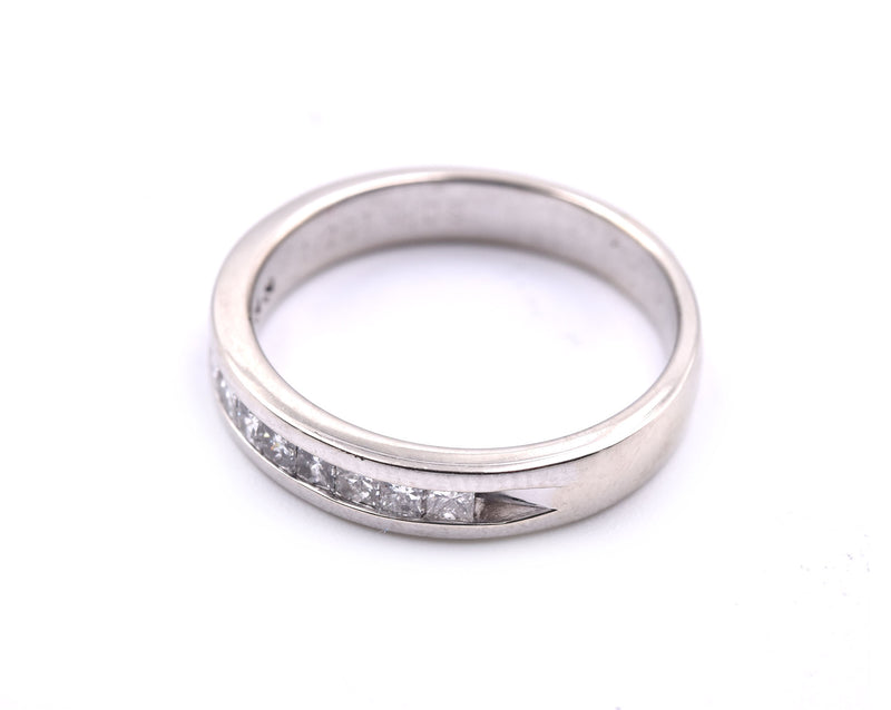 14k White Gold Channel Set Princess Cut Diamond Band