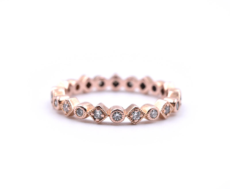 14K Rose Gold Diamond Band