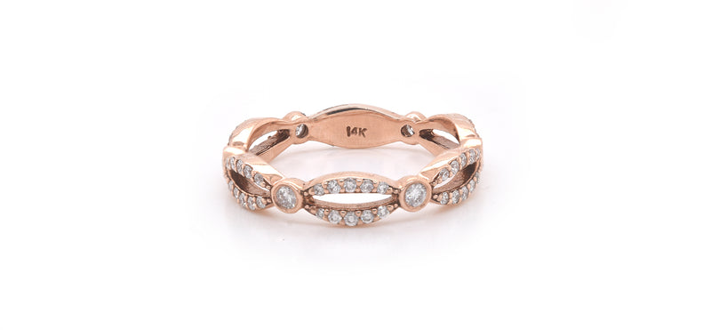 14k Rose Gold Diamond Stackable Anniversary Ring