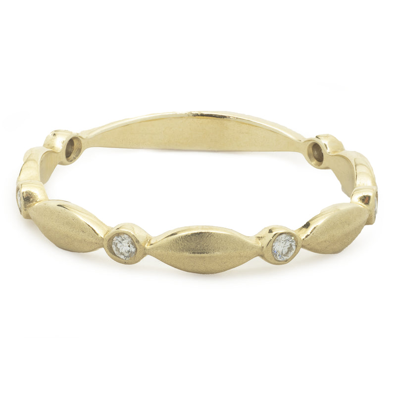 14k Yellow Gold Diamond Stackable Band Ring