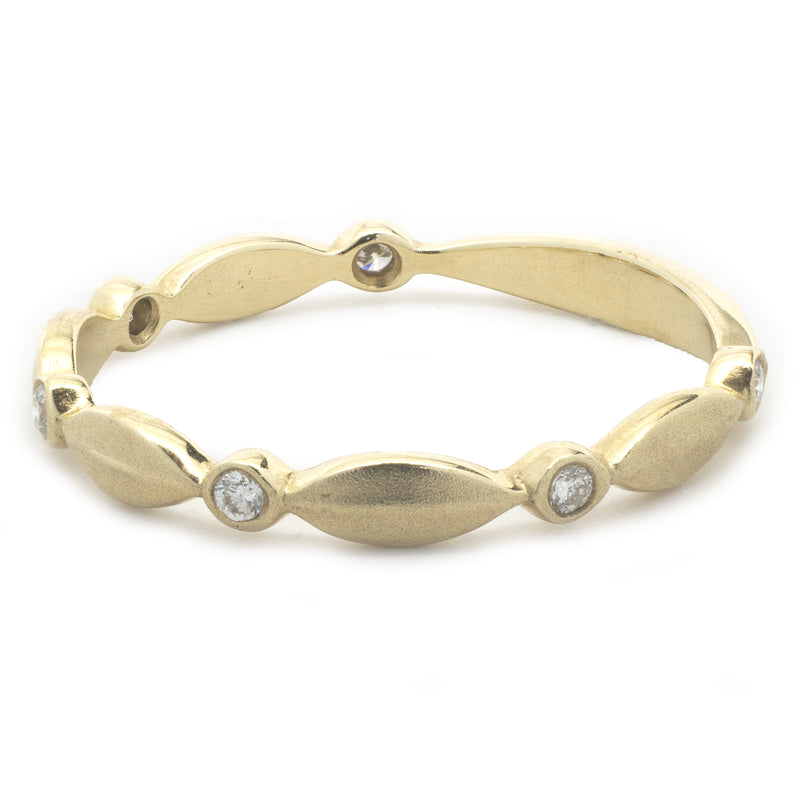 14k Yellow Gold Diamond Stackable Band Ring
